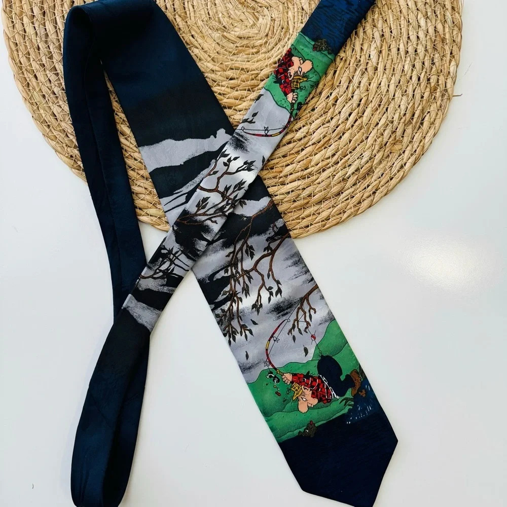 Vintage Balancine Hot Cakes Gary Patterson Fishing Tie‎